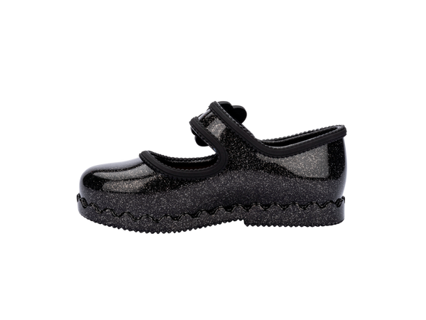 Mini Melissa Girls Glitter Ballerinas in Black