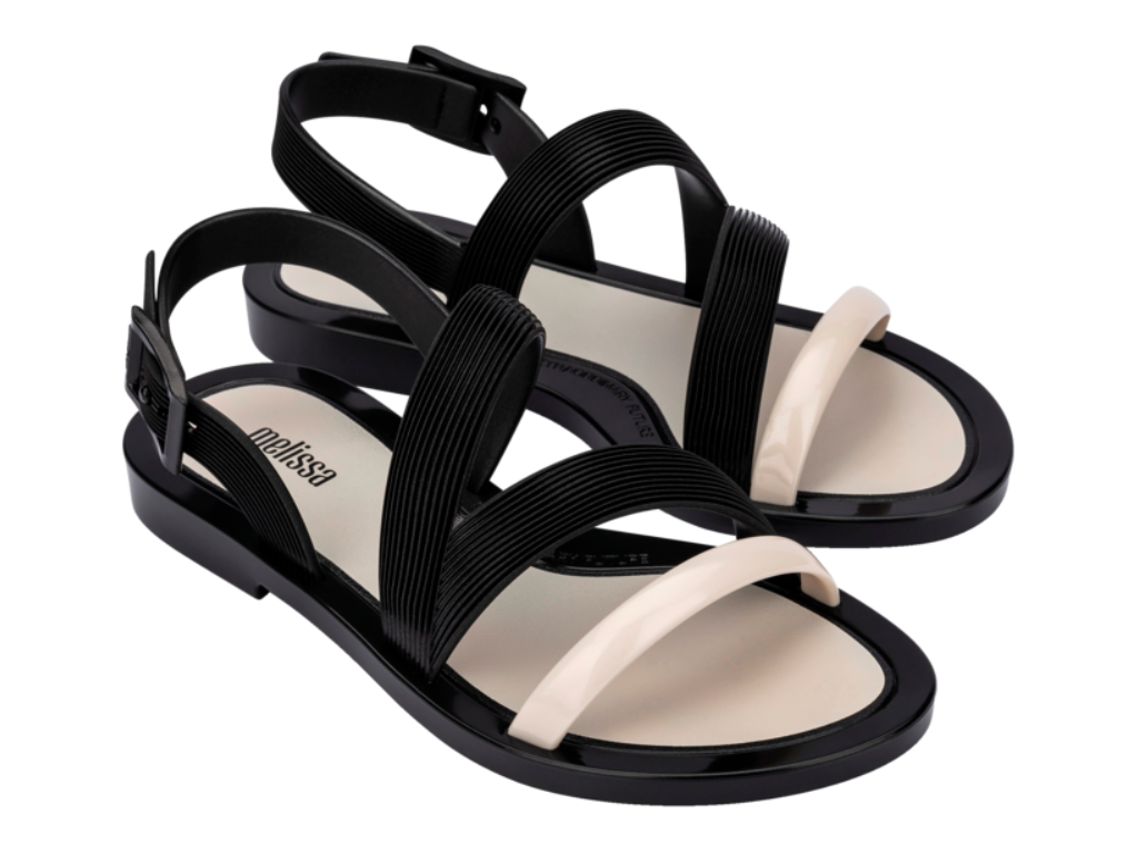 MELISSA WARM SANDAL AD – BLACK/METALLIC BEIGE