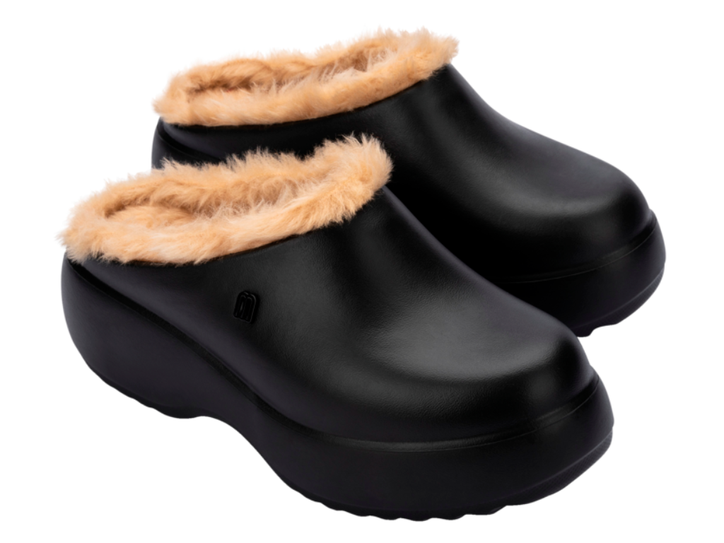 MELISSA FREE CLOG FLUFFY PLATFORM AD – BLACK/BEIGE