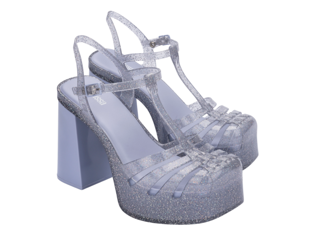 MELISSA PARTY HEEL AD – GLITTER CLEAR