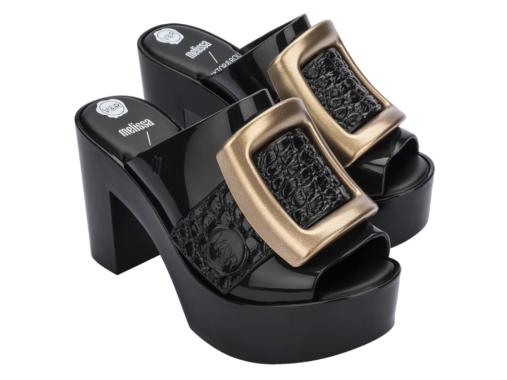 MELISSA MULE BUCKLE UP + VIKTOR AND ROLF AD – BLACK/GOLD